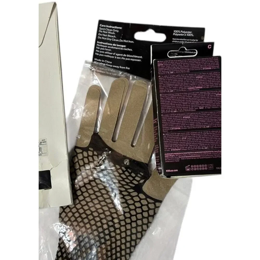 Fishnet Arm Warmers studded Spikes - 80s Rocker Gothic Punk Fingerless Gloves